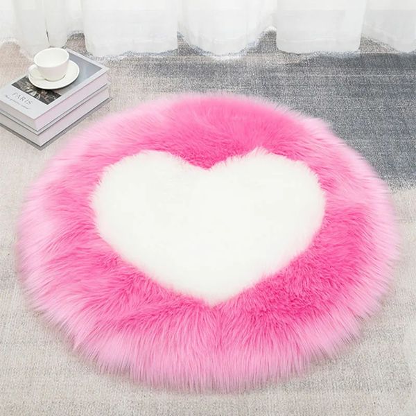 Tapis en forme de coeur tapis moelleux rond tapis pour salon tapis de sol moelleux laine tapis enfants chambre décorative fourrure tapis 231130