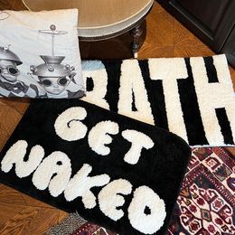 Tapijt Hoogwaardige tupting grappige letters Bathmat badkamer mat zachte vloerkleed pluizig slaapkamer vloer veiligheidskussen esthetische huiskamer decor 230414