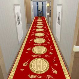 Carpet ical Corridor Carpets Halleway décor chinois Style Long Runner pour l'allée Décoration de passage à la maison Tapis rouge Mattes lavables T240422