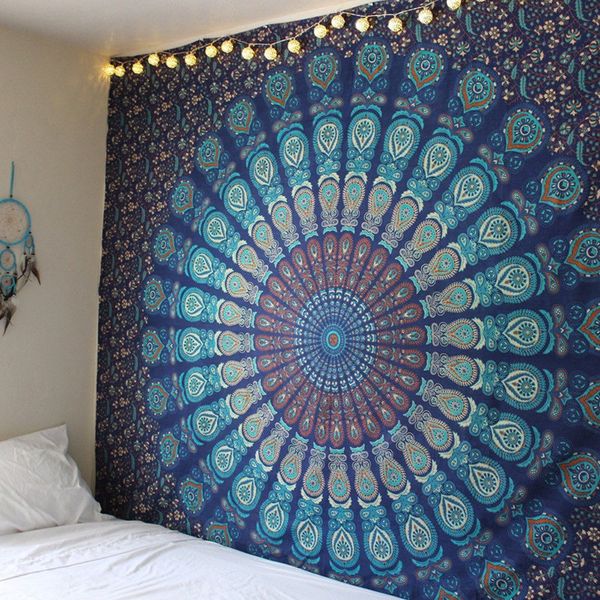 Tapis indien Mandala tapisserie Hippie maison décorative tenture murale bohème tapis de plage Yoga couvre-lit nappe 210x148 CM 230131