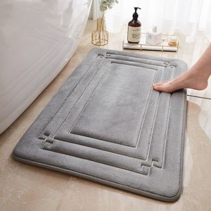 Tapijt inyahome Therftschuim badmat badkamer tapijt anti-skid super absorberende vloermat fluweel badmat wasbaar tapijt dikke schuimmat 230329