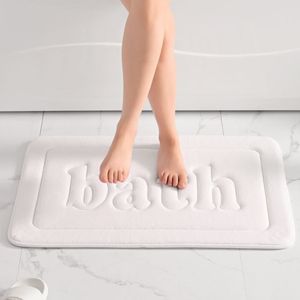 Tapijt inyahome Memory Foam White Bath Mat Anti Slip Absorptie Super Comfort Velvet Badkamer Tapijtmachine Wasbaar 230329