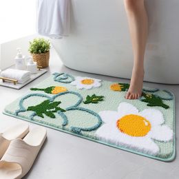 Tapijt inyahome douche en badkamer bloem vloer Mat tapijten water absorberende niet -slip zachte microfiber badhaten machine wasbaar 230525