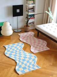 Tapijt onregelmatig dambord slaapkamer tapijt moderne mode klassiek rooster woonkamer polyester schattige meisjesachtige ig decoratie home mat 230414