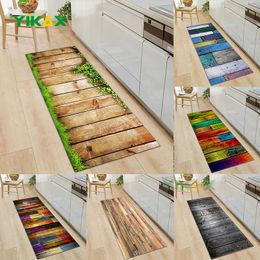 Tapijt keuken tapijt slaapkamer woonkamer ingang portier hal balkon houten patroon vloer voor huisdecor Antislip lang 230204