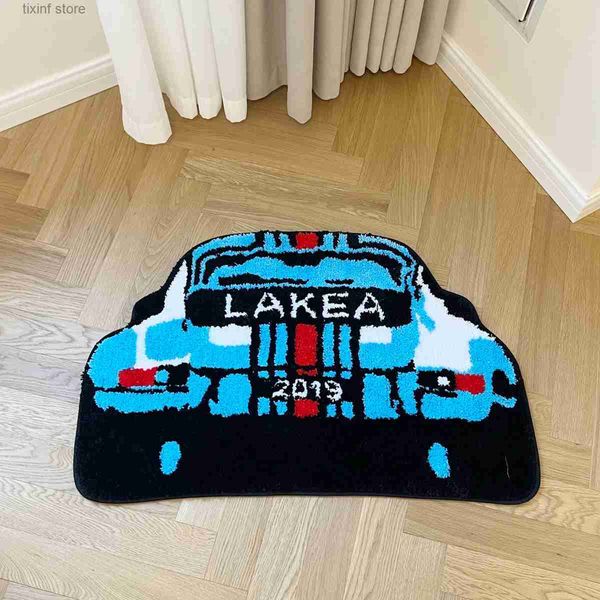 Tapis Lakea bleu voiture touffeté tapis chambre chevet tapis décoration de la maison zone tapis mode Style dessin animé voiture cuisine tapis de bain Ultra doux T240219