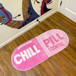 Tapis LAKEA Chill Pill tapis personnalisé ovale touffeté tapis de bain porte sol rose décor à la maison Camping imperméable anti-dérapant 230828