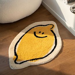 Alfombra Lemon Bath Mat Tufting Cartoon Fruit Bathmat Alfombra suave Alfombra mullida Floor Safety Pad Estética Home Room Nursery Decor 230627