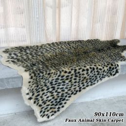 Tapis imprimé léopard, fausse peau de vache, zone en fourrure imprimée d'animaux, pour décoration de salon, 90x110cm, 230320