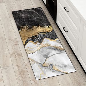 Tapis marbre tapis cuisine sol Style nordique abstrait noir or zone tapis salon literie luxe décoration de la maison 230329