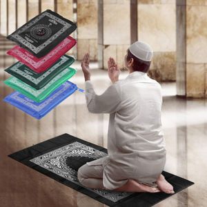 Tapis Mini tapis de prière Portable avec sac boussole 100x60CM, tapis en Poly à genoux, fournitures pour la maison pour l'islam musulman, imperméable 230828