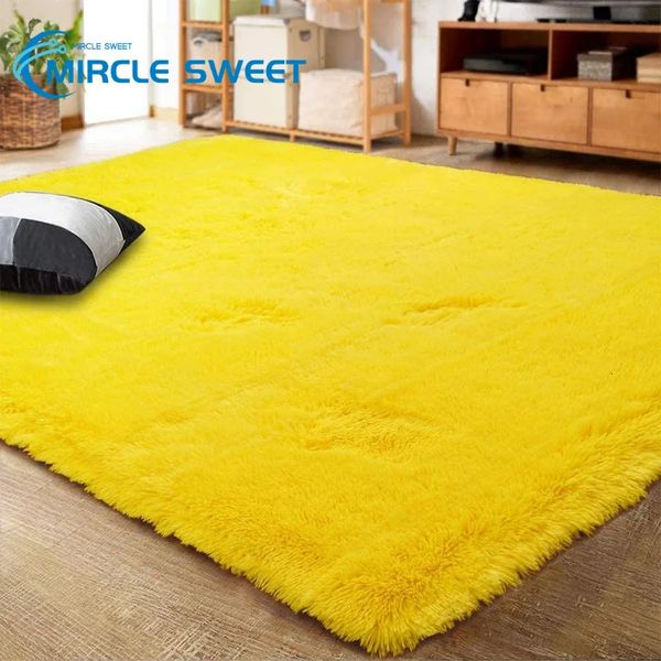 Tapis MiRcle doux jaune tapis pour salon tapis en peluche lit chambre sol tapis moelleux décor à la maison tapis doux velours lit à côté de la chambre d'enfants 231120