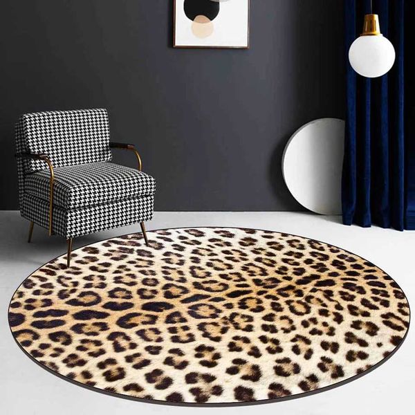 Tapis moderne sexy jaune léopard imprimé filles tapis pour le salon décoration chambre à coucher rond tapis tapis 3d nordic home dywan j240507