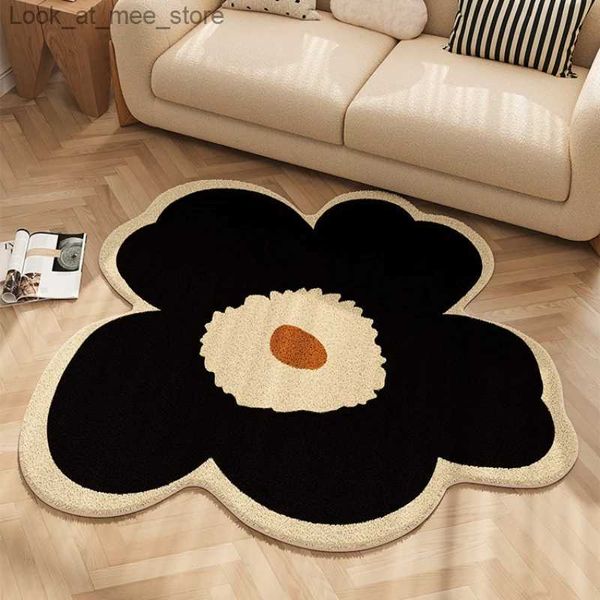 Alfombra Alfombras simples modernas para sala de estar Flores Decoración del dormitorio Alfombra alienígena Alfombra suave y esponjosa Alfombra de felpa Alfombra lavable para el hogar Q240123