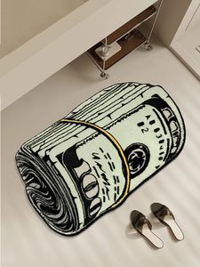 Tapis argent tapis créatif confortable doux chambre tapis Y2K tapis de chevet salon dollar américain tapis salle de bain porte tapis sec absorbant tapis 231024