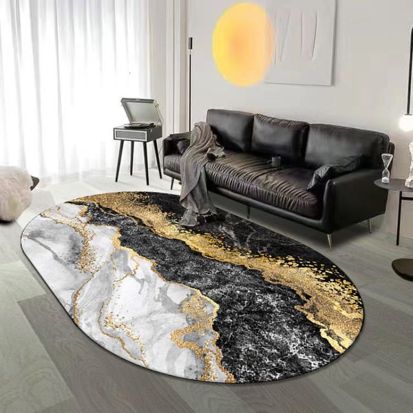 Tapis Nordique Simple Tapis Marbre Salon Tapis Décoration Ovale Étude Canapé Table Basse Tapis Lumière De Luxe Chambre Tapis De Chevet 230627