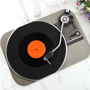 Tapijt Nieuwigheid Vinyl Platenspeler Welkom Deur Mat Retro Vintage DJ Draaitafel Deurmat Vloerkleed Muziekliefhebber Home Decor 230825