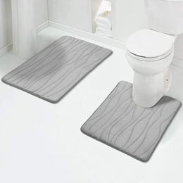 Tapis Olanly 2 pièces ensemble de tapis de salle de bain tapis de douche absorbant antidérapant tapis de toilette en mousse à mémoire de forme douce tapis en forme de U tapis de bain de sol rectangulaire 231021