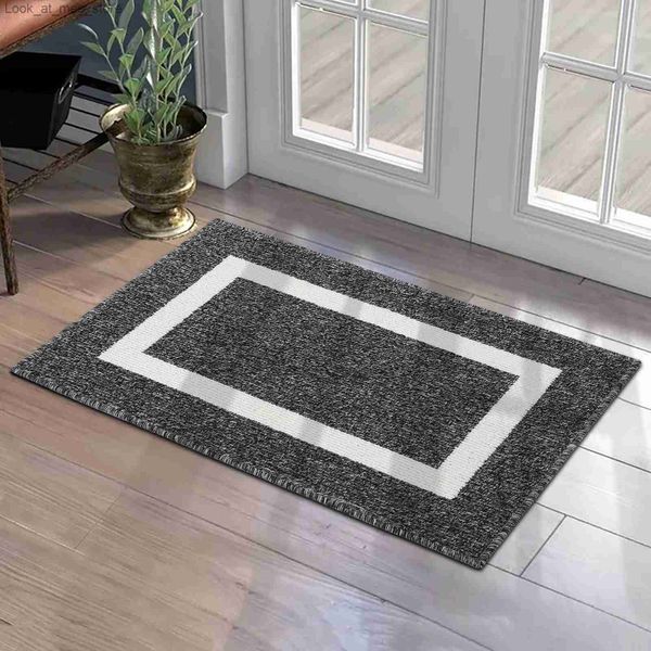 Tapis Olanly Tapis de Porte d'entrée Absorbant Pieds Propres Paillasson de Bienvenue Résiste à la saleté Tapis de Sol décoration de la Maison Tapis de Cuisine antidérapant Q240123