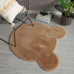 Tapis OLOEY Tapis en Forme d'ours Paillasson Rond Tapis Moelleux Tapis en Peluche floue antidérapant pour Enfants Chambre Chambre de bébé Adolescentes Filles dortoir décor 231215