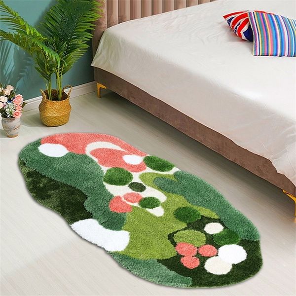 Tapis Design Original 3D mousse tapis pour salon vert chambre chevet tapis de sol anti-dérapant moderne Shaggy maison tapis w230828