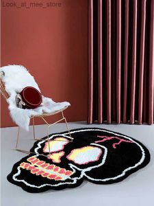 Alfombra Diseño original Irregular Black Skull Head Area Alfombra para sala de estar Dormitorio Cabecera Alfombra mullida Moda Pink Brain Floor Mat Q240123