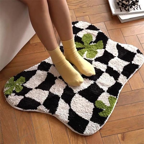 Tapis Plaid Irrégulier Cuisine Tapis Doux Moelleux Tufting Antidérapant Abosrbent Salle De Bains Tapis De Sol Chambre Toilette Porte 230704