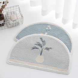 Tapis en peluche tapis de salle de bain absorbant tapis de style Morandi tapis de salle de bain demi-rond tapis de sol côté salle de bain doux paillasson nordique Shaggy 230329