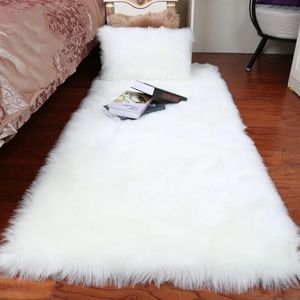 Tapis en peluche en peau de mouton pour chambre à coucher, tapis doux, cheveux longs, tapis de chevet, tapis de sol blanc poilu, tapis de salon en fourrure pour enfants 231023