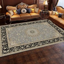 Alfombra Retro material persa sala de estar alfombra completa estilo étnico mesa de té sofá cojín dormitorio cama guardarropa 231219