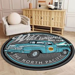 Tapijt Retro Poster Ronde Woonkamer Slaapkamer Mat Huur Auto Home Decor Kinderen Vloerkleed Bad Deurmat Entree 230710