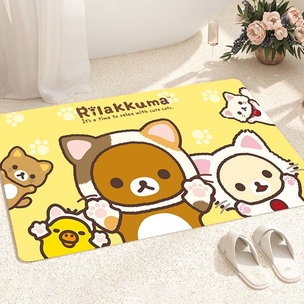 Tapis Rilakkuma Long Couloir Tapis Porte D'entrée Tapis De Chevet Bienvenue Absorbant Tapis De Salle De Bains Maison Cuisine Décoration Sol Bain 230731