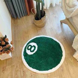 Tapis rond touffeté numéro 8 tapis doux vert tapis de billard tapis enfants chambre couloir sol coussin de pied maison chambre décor cadeau T240219