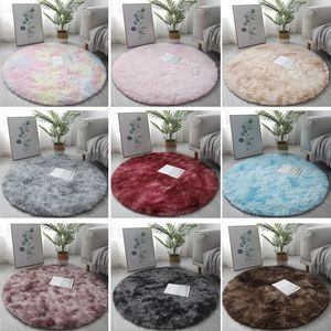 Tapis Tapis en Laine de Soie Teint en Laine Longue épaisse Ronde Nappe de Table à thé de ménage Nappe Ronde Salon Panier Suspendu Tapis en Peluche 231120