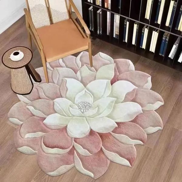 Tapis de sol doux en forme de fleur, tapis d'art de pivoine violette, coussin pour chambre à coucher, Table de salon, 231116