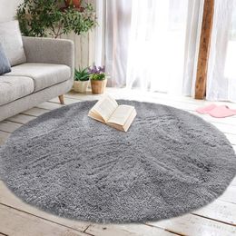 Tapis épais doux rond tapis moelleux tapis pour salon tapis en peluche chambre fourrure longue pile tapis de sol Shaggy maison 230725