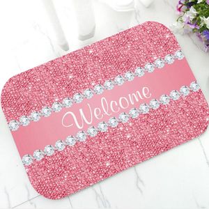 Tapis Tendance Faux Paillettes Roses et Diamants Paillasson Chic Girly Tapis de Sol de Bienvenue Tapis de Bain Tapis de Porte d'entrée de Cuisine Caoutchouc Moderne 230923