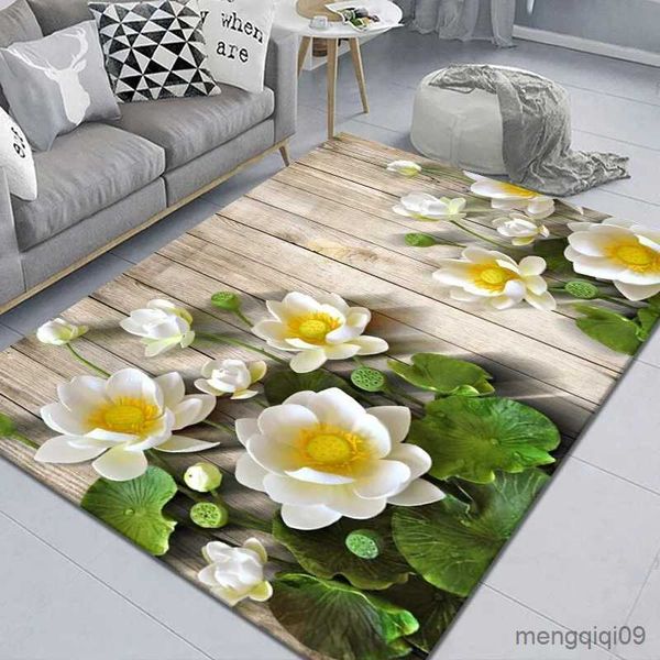 Alfombra Alfombra con estampado floral vintage Decoración para el hogar Alfombra para sala de estar Sofá Mesa de centro Estera Lavable Antideslizante Baño Cocina Dormitorio Alfombra para piso R231024