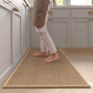 Alfombra lavable y sin deslizamiento alfombra alfombra artificial sisal que se extiende alfombra artificial tejida colchen de cocina hecha de caucho natural wx