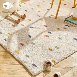 Tapis Blanc Tapis de Chambre à Coucher Tapis en Peluche pour Enfants Tapis de Jeu Baba en Peluche Tapis en Peluche Tapis pour bébé à côté du Tapis de Salon Arc-en-Ciel 231207