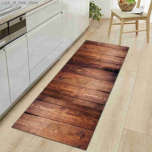 Tapis Grain de Bois Tapis de Porte d'entrée Tapis de Chambre Tapis de Cuisine Nordique pour Sol imperméable Lavable Tapis de Cuisine antidérapant décor pour la Maison Q240123