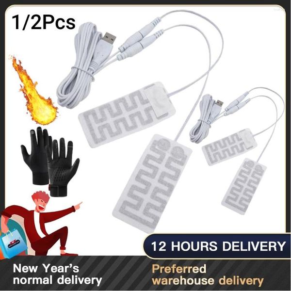 Tapis 1/2pc USB gants chauffants Pad chauffage électrique 5V fibre de carbone feuille chauffante hiver extérieur main pieds plus chaud