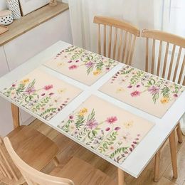 Carpets 1 / 4pcs vintage Bohemian Linen Style Flowers Butterflies Table Table pour cuisine Restaurant Dining Party Gift Gift Holiday Decor