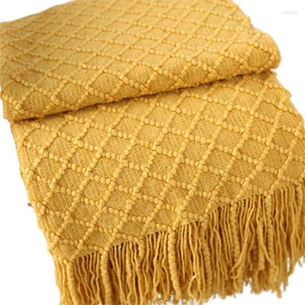 Tapis 1 pcs tricoté couverture de jet glands climatisé gland tapis de chevet tapis de sol géométrique