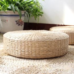 Tapis 1 pcs paille naturelle ronde pouf tatami coussin coussins de sol méditation yoga tapis chaise style japonais