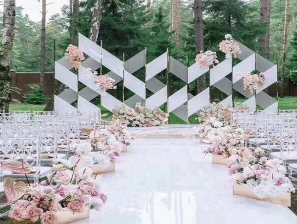 Alfombras de 10 metros espejo de boda alfombra t etapa de pasillo plateado blanco alfombra para decoraciones de telón de fondo 012 mm4745069