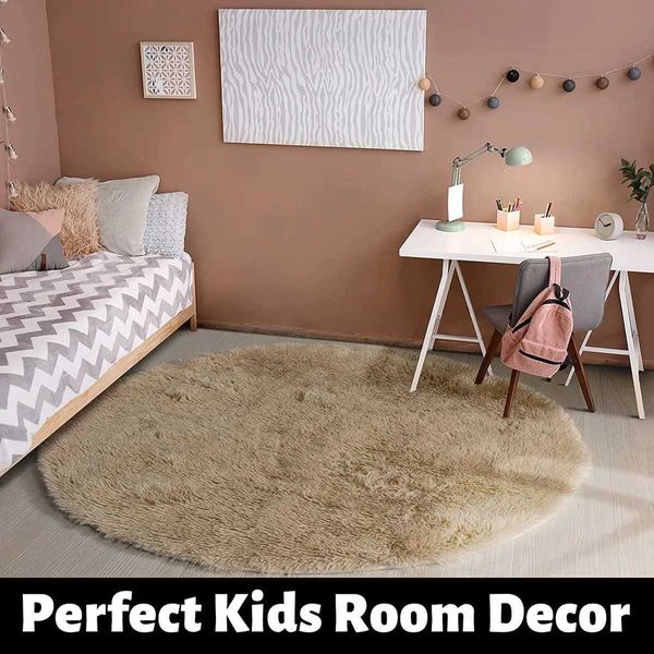 Carpets 100/120 cm Round Tapis Duffy Soft Area Rapis pour enfants Girls Room Princess Château en peluche Tapis brace