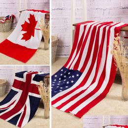 Tapis 100% coton Serviette de plage Séchage Gant de bain Maillots de bain Serviettes de douche Usa UK Canada Drapeau Dollar Design Bath Drop Livraison Home Garde DH6L2