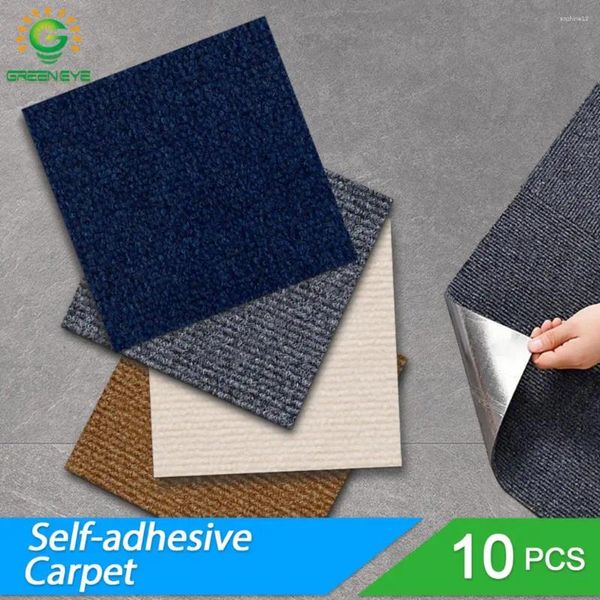 Tapis 10pcs carreaux de sol de moquette autocollants autocollants adhésifs peler et bâton amovible bricolage domestique maison intérieure chambre