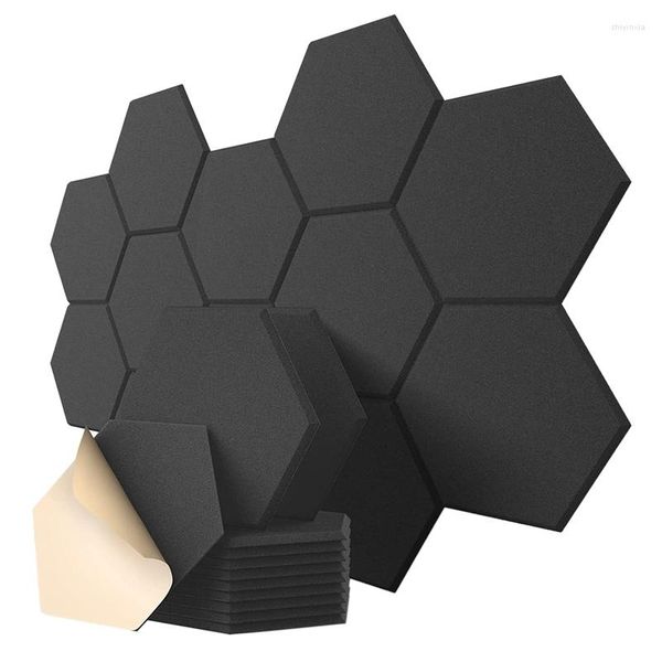 Tapis Lot de 12 panneaux acoustiques auto-adhésifs 30,5 x 25,4 x 0,4 cm en mousse insonorisée hexagonale